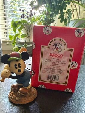Enesco Mickey Mouse Baseball Figurine in Red, Black, Green and Brown